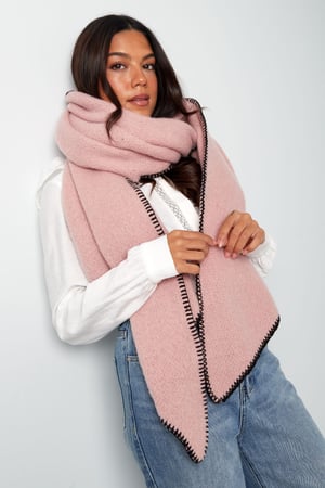 Sciarpa invernale monocolore con cuciture nere h5 Immagine4
